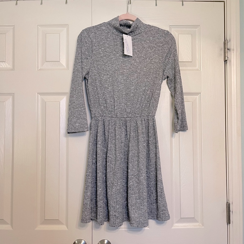 Gray Sweater dress Open Back NWT